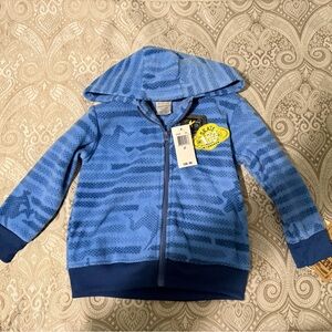 Blue Patterned Zip Hoodie -